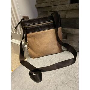 Diane Gail Natural Springbok Brown and Tan Fur & Leather Cross Body Bag